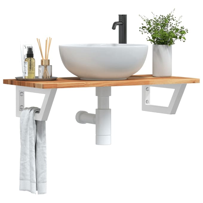 vidaXL - Badkamer - wandschap - staal - en - massief - acaciahout