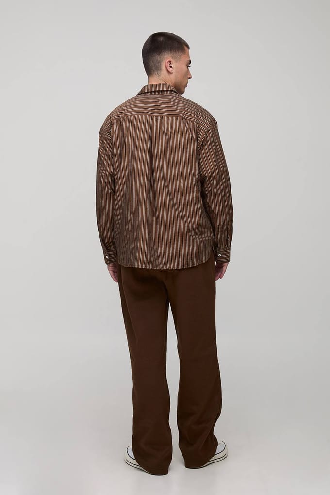 Straight Let Melton Half Fixed Waist Trouser | Chocolate | Size Medium