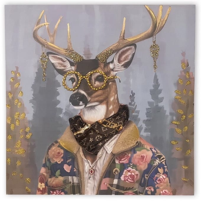 Schilderij cool reindeer 60x60cm