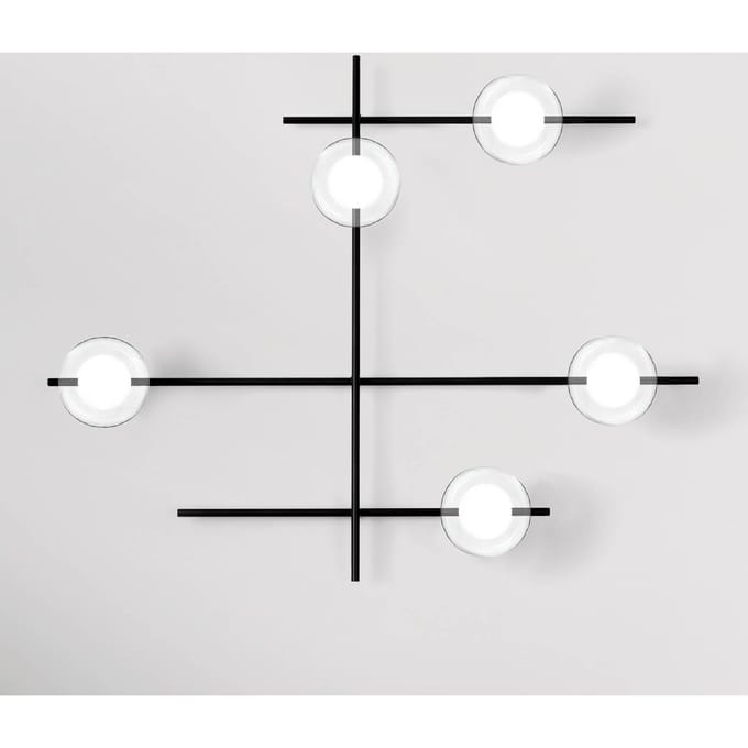 miloox by Sforzin Wandlamp Mikado, helder/frosted, 5-lamps