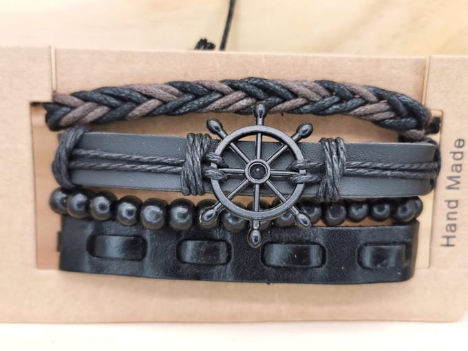Lili 41 Heren armbanden set - 18 cm - Zwart