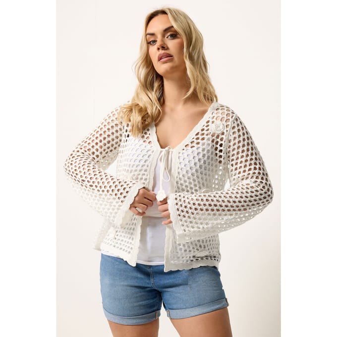 Yours Ivoorwit Cardigan Met Bloemenapplicatie Size 46-48