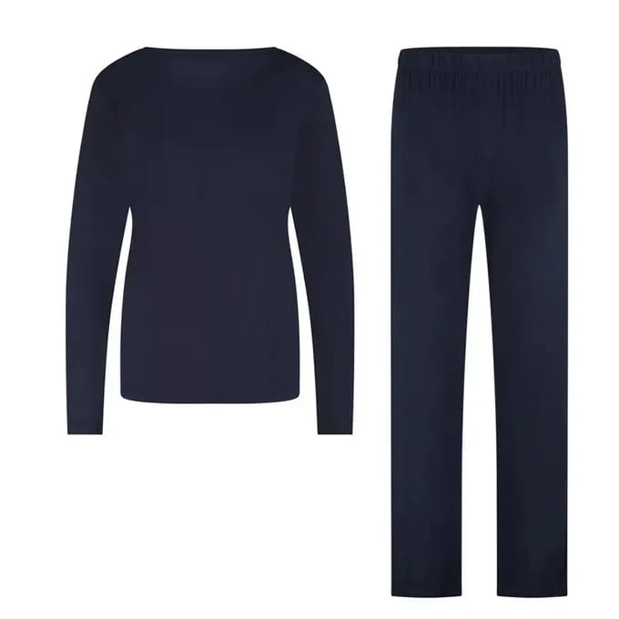 Bamboo Basics Pyjama Set Dames Lange Mouw Nina - Navy Pyjamaset - Maat L - Pyjama Bamboe - Pyjamaset Dames Volwassenen