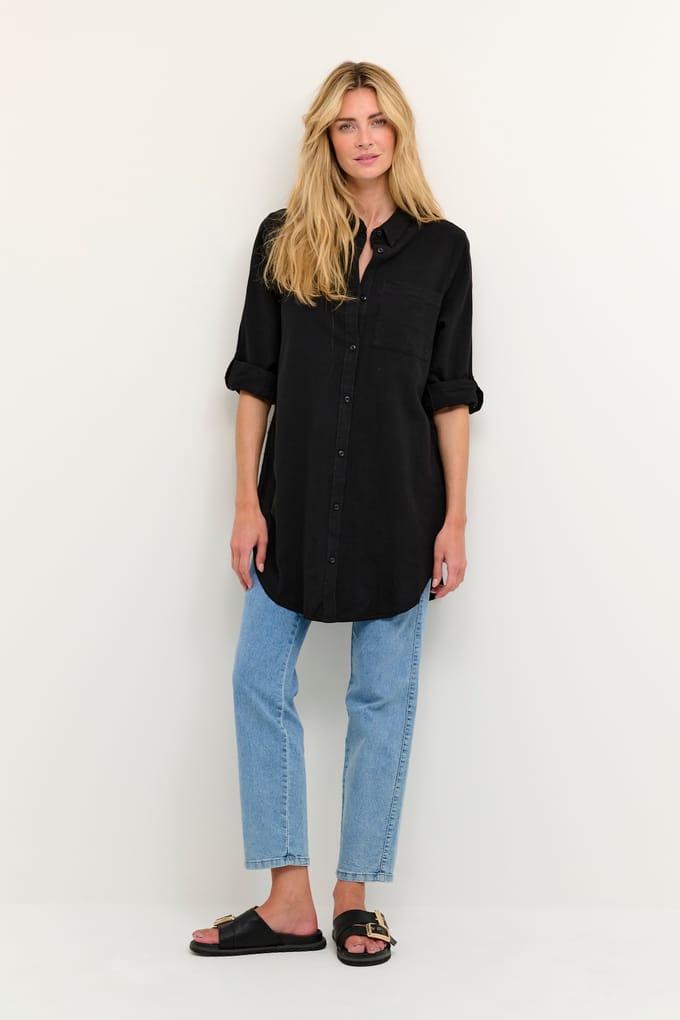 Overhemd met lang mouwen Loose fit Black