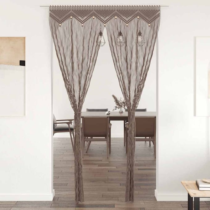vidaXL - Gordijn - macramé - 140x240 - cm - katoen - taupe