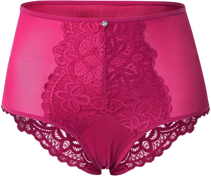 TruYou - Dames - Maxislip bloemen-kant microvezels - Fuchsia - Maat 58+