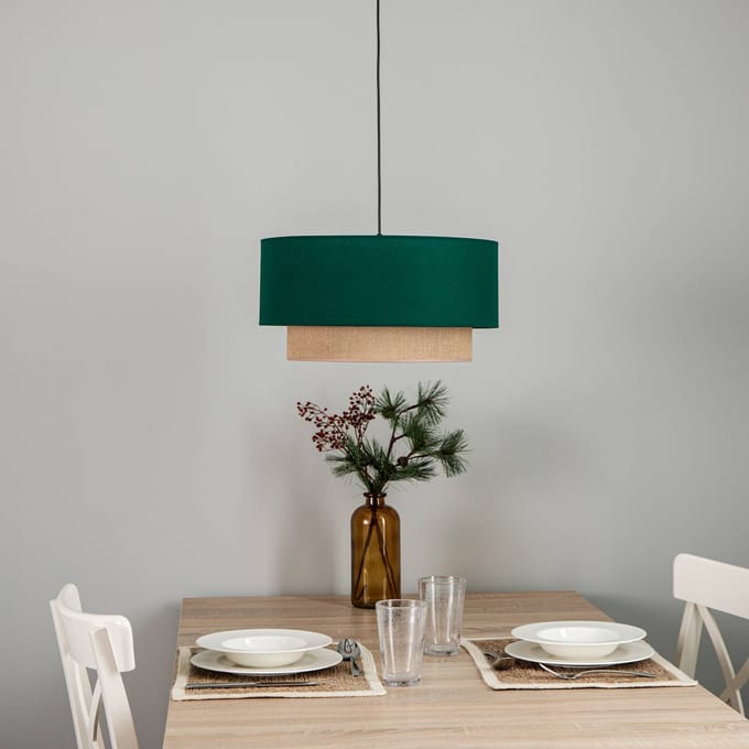 Duolla Hanglamp Boho, donkergroen/bruin, Ø 45 cm, textiel