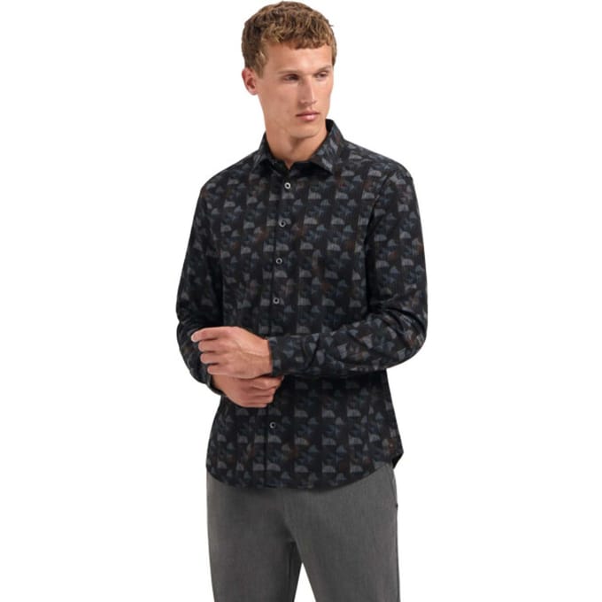 No Excess Shirt Allover Printed Structure Stripe Night Größe: S | Casual hemden Outlet | Herren | Schwarz