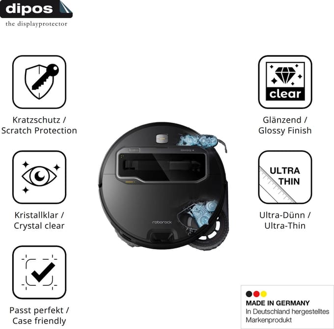 dipos – 2x Beschermfolie geschikt voor Roborock Saros Z70 | Krasbestendige & heldere Screenprotector Ultra-Thin