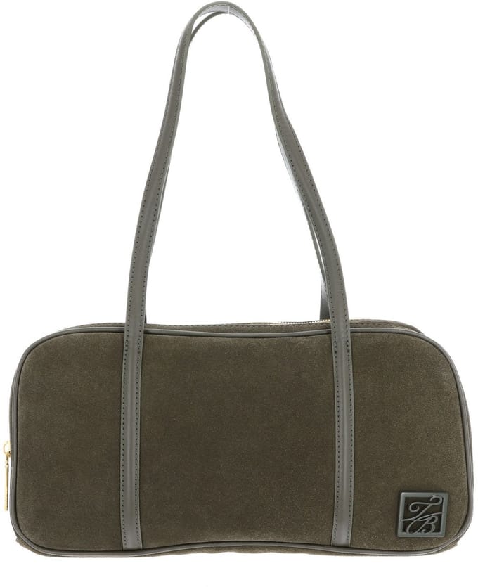 Ted Baker Leren schoudertas Ammari Double Zip Suede Bowler Bag Dk - Green groen