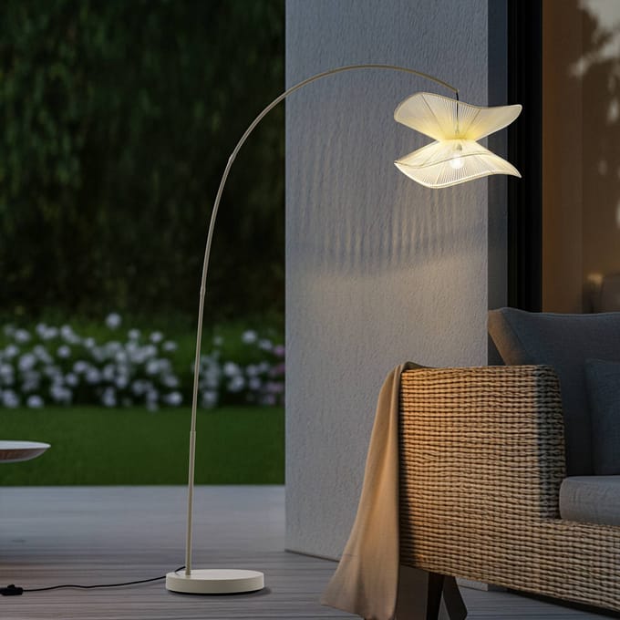 Lindby buiten vloerlamp Valdorin, beige, 199 cm, IP44