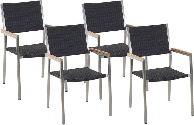 GROSSETO - Tuinstoel set van 4 - Zwart - PE rotan
