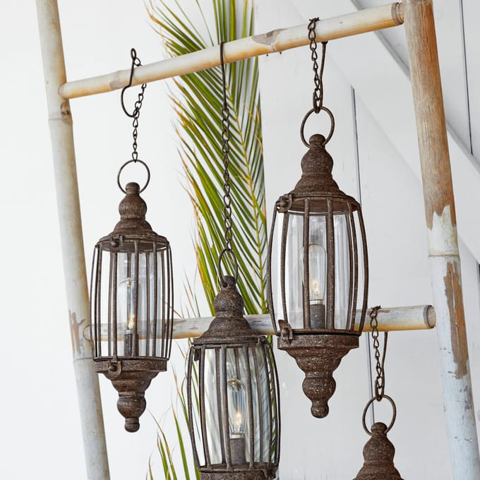 LOBERON Ledhanglantaarn set van 2 Flavin antiekbruin