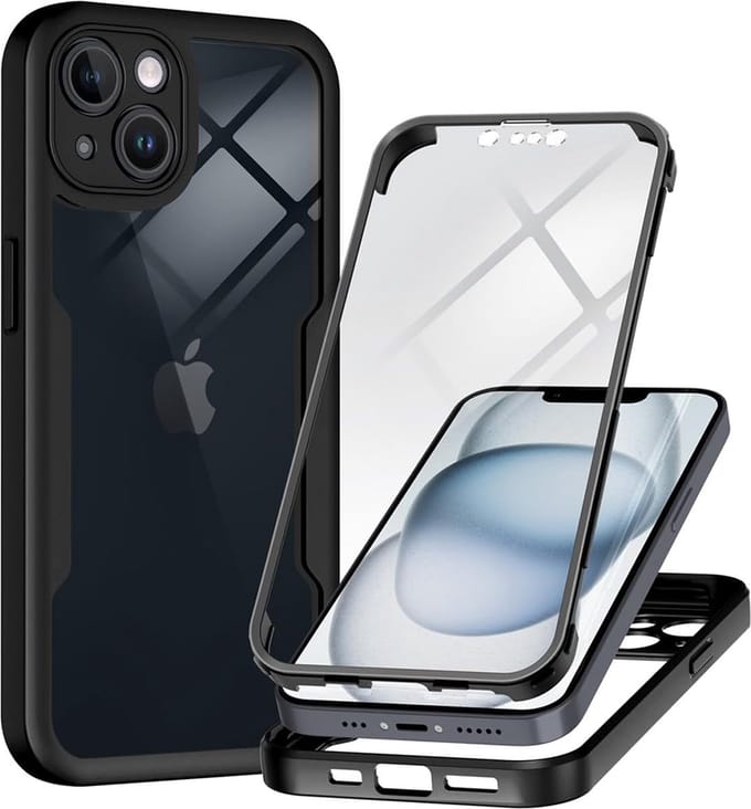 Hoesje geschikt voor Apple iPhone 16 Plus - Techsuit ColorVerse 360 Case met Screenprotector - Zwart