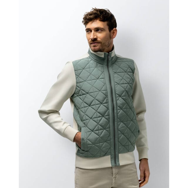 Vest State of Art beige groen normale fit rits