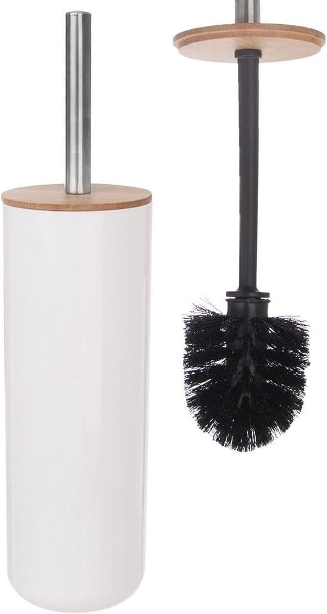 Toiletborstel met Standaard Bamboe Wit WHITNEY 37 cm - WC Borstel - Toilet