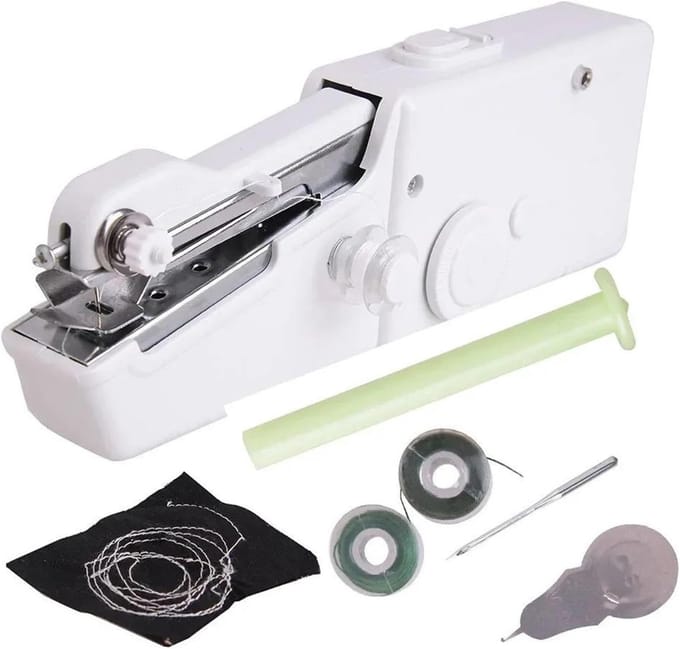 Handnaaimachine Mini - Elektrisch Handwerk - Kleding Repareren - Compact Draagbaar - 20.5 cm Lengte - Wit