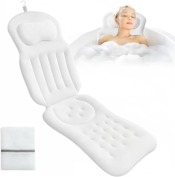 Zyrex® Badkussen - Badkussens Voor in Bad - Badplank - Wit - 130cm x 38cm x 63cm