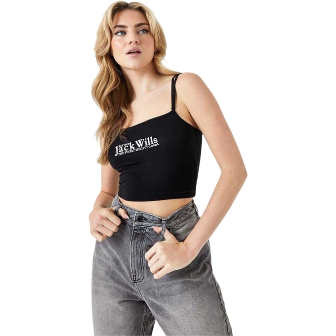 Jack Wills Damesvest met dubbele bandjes (Zwart)