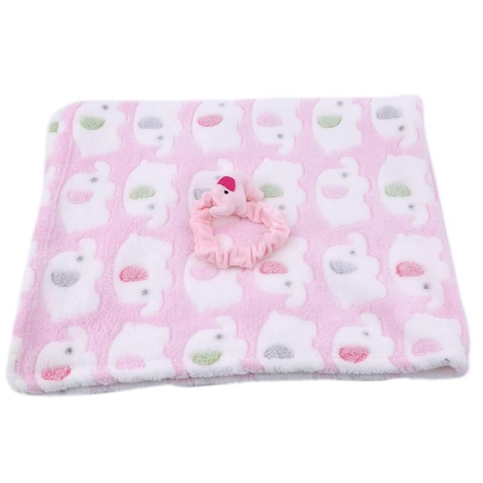 Cartoon Babydeken Schattige Olifant Babyproducten Pasgeboren Olifant Airconditioning Quilt Koraalvlies Kussen Quilt Dubbel Gebruik roze