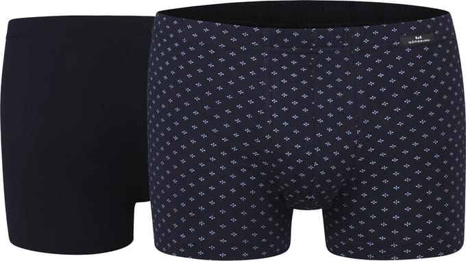 Gotzburg heren boxer normale lengte (2-pack) - donkerblauw mini dessin