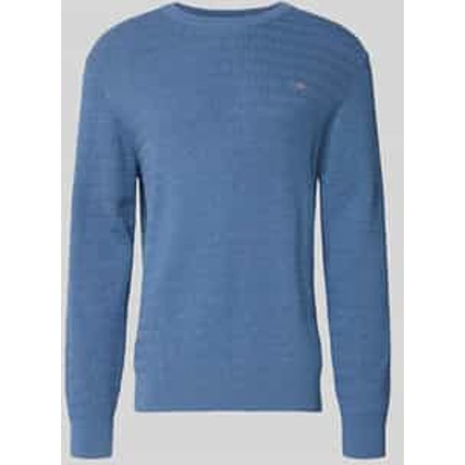 Gebreide pullover met structuurpatroon en labelstitching