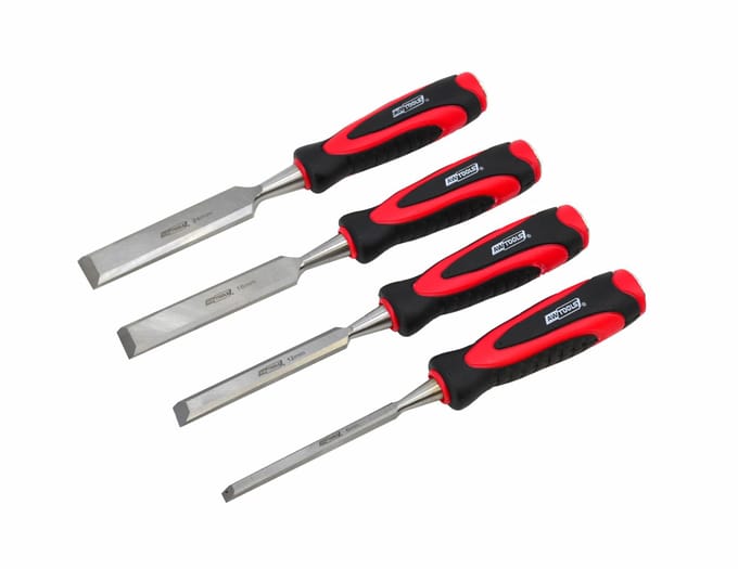 Awtools AW32905 - Houtbeitelset - 4 Stuks - Ergonomische Handgreep - Diverse Maten