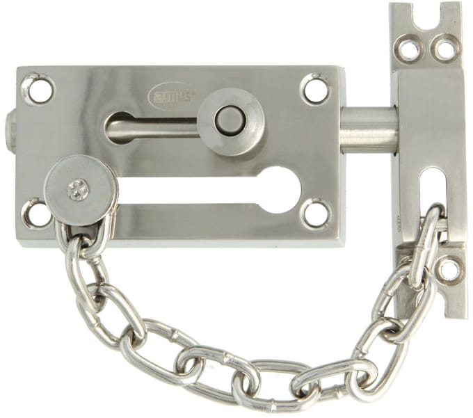 AMIG Deurschuif Zilver Mat 80x45mm - Grendel met Deurketting Dubbel Deurbeveiliging