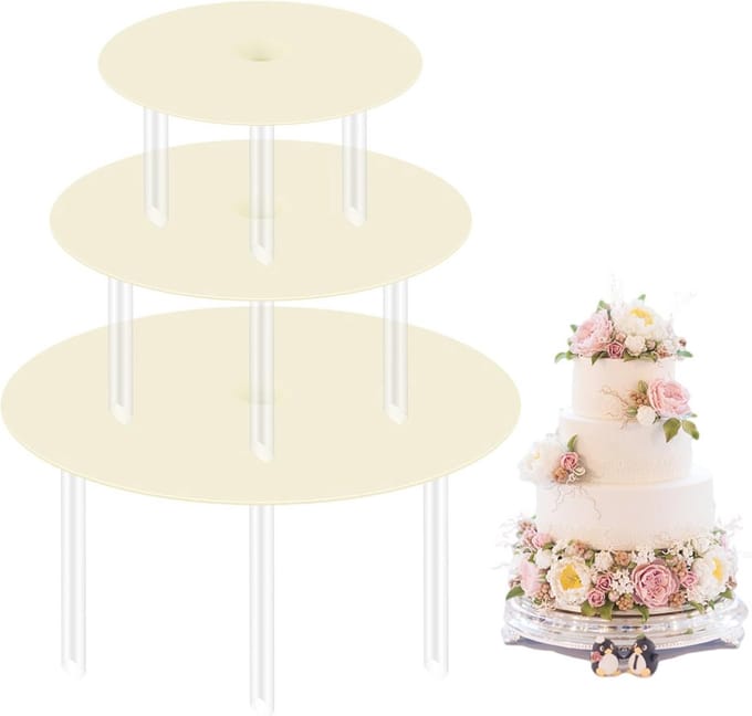 Cake standaard set 3-delig - cake stapelstandaard met 9 cake steunen - SnelShoppen