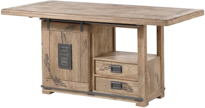 MASSIVMOEBEL24.DE RAILWAY eettafel beige gelakt massief hout mango 180x90x76 cm (BxTxH)