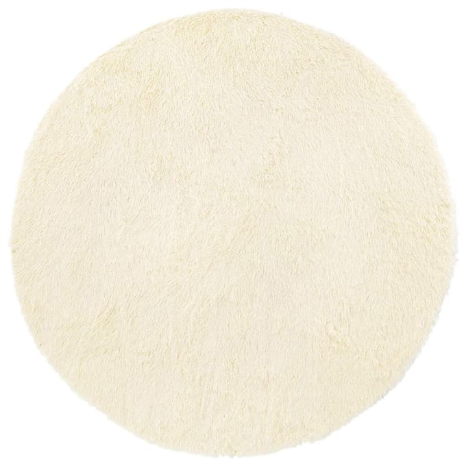 vidaXL - Hoogpolig - vloerkleed - NAVARRA - 100x100 - cm - polyester - crèmekleurig