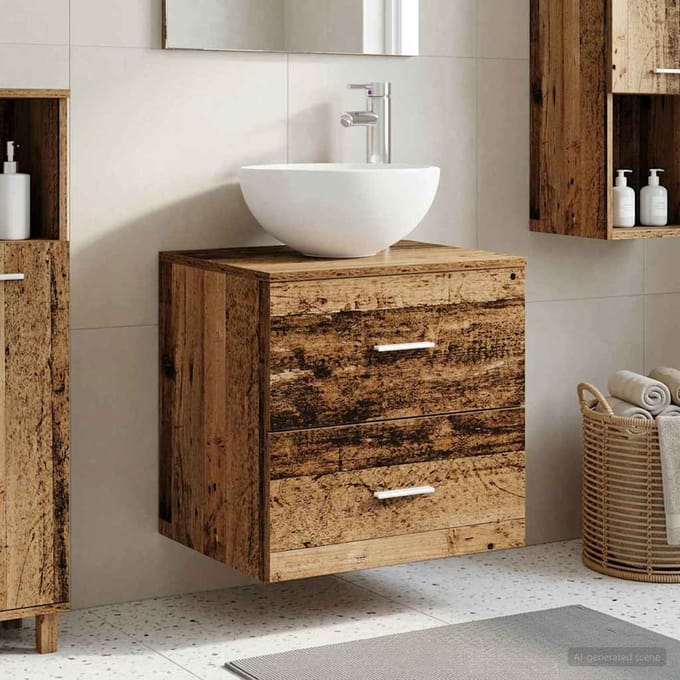 vidaXL - Wandgemonteerde - wastafel - van - een - meubel - Oud - hout