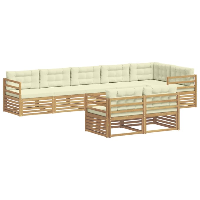 vidaXL - Buiten - bank - set - 8 - st - Wit - en - crèmekleurig - Polyester
