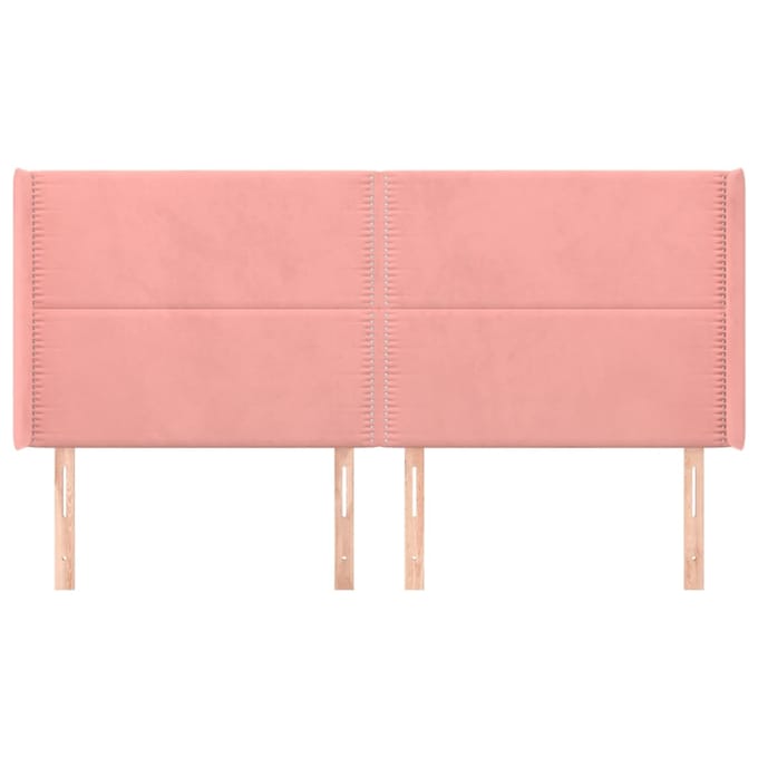 vidaXL Hoofdbord met randen 163x16x118/128 cm fluweel roze