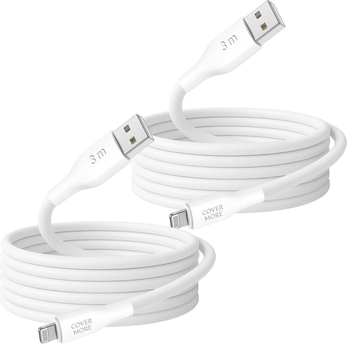 Usb naar Lightning kabel - Oplaadkabel geschikt voor iPhone, iPad en AirPods - 2 stuks - 3 meter - Wit