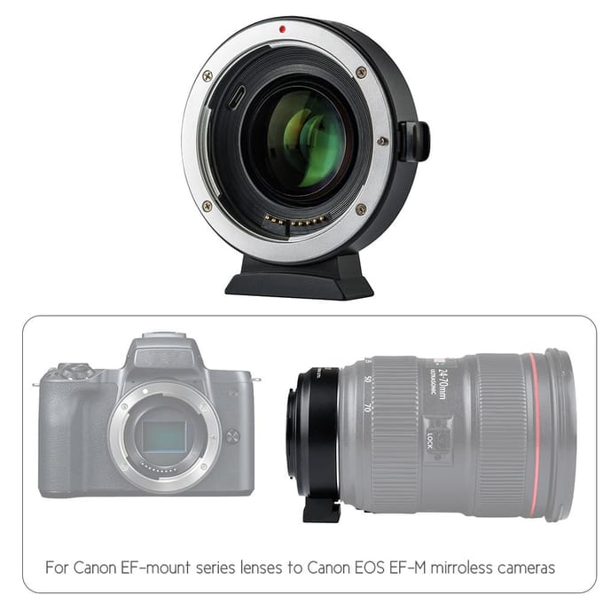 Viltrox EF-EOS M2 autofocus lensvatting adapterring 0,71X brandpuntsafstandsvermenigvuldiger USB-upgrade black
