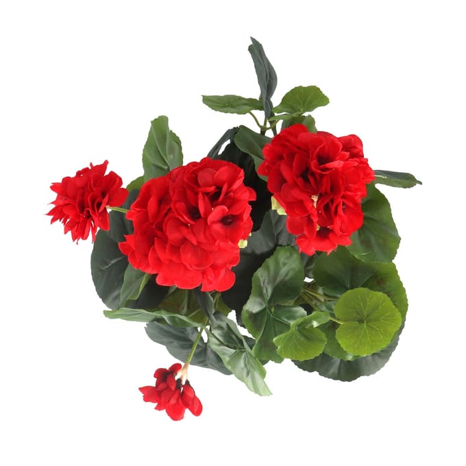 Mica Decorations Kunstplant - Geranium - rood - in pot - D20 x H34 cm