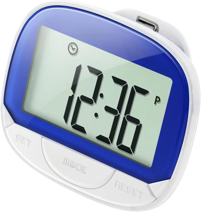 Stappenteller - Wandelmeter Clip - Dagelijkse Activiteit - Groot Display - 65 x 52 x 23mm - Blauw