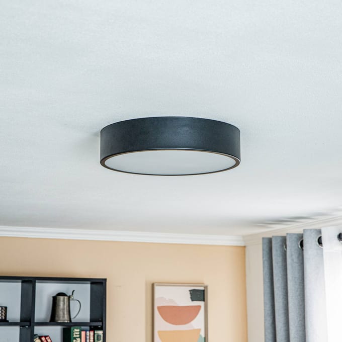 Lamkur Kimban plafondlamp van metaal, Ø 36 cm, zwart