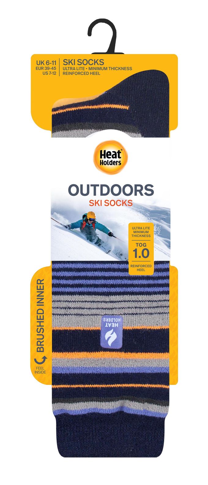 Heat Holders Dames lichtgewicht thermo skisokken - Donkerblauwe Streep