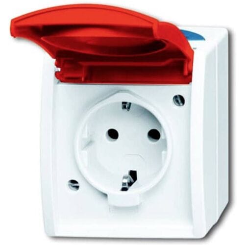 ABB 2CKA002083A0825 Geaard stopcontact Met deksel IP44 Rood, Robijn-rood