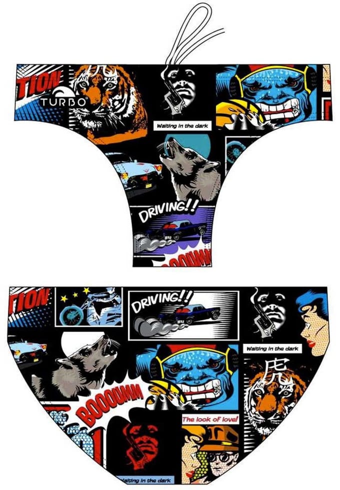 Turbo Black Comic Zwemslip Veelkleurig L Man