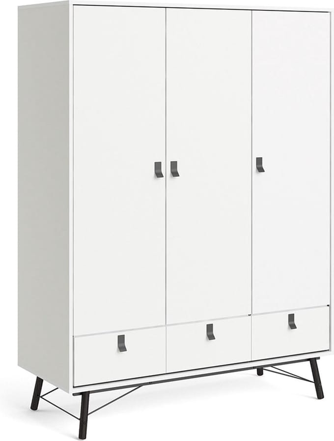 Rye Garderobe 3 deuren, 3 laden mat wit.