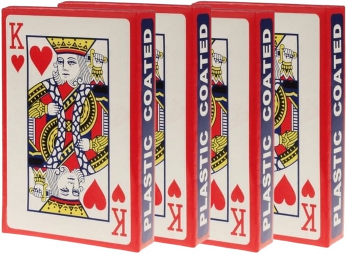 Speelkaarten set - 4x pakje met 54 kaarten - met plastic coating