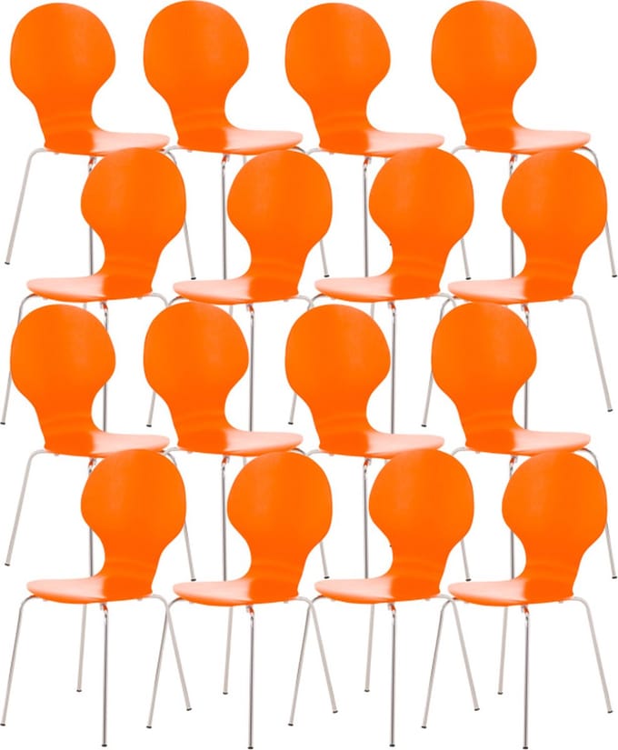 CLP Diego Set van 16 stapelstoelen oranje