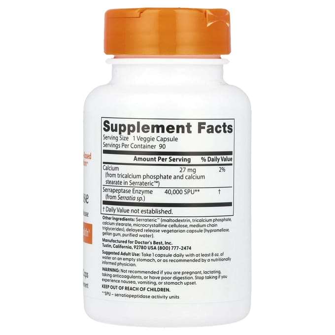 Doctor's Best, Serrapeptase, Veggie Caps, 90 Tabletten