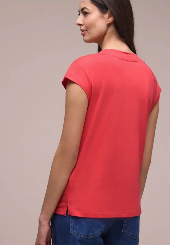 Shirt met overhangende schouders en V-hals