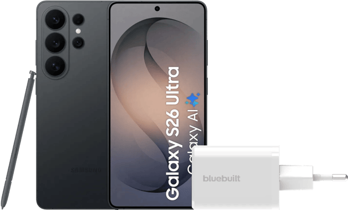 Samsung Galaxy S26 Ultra 1TB Zwart 5G + BlueBuilt Oplader 65 Watt Wit