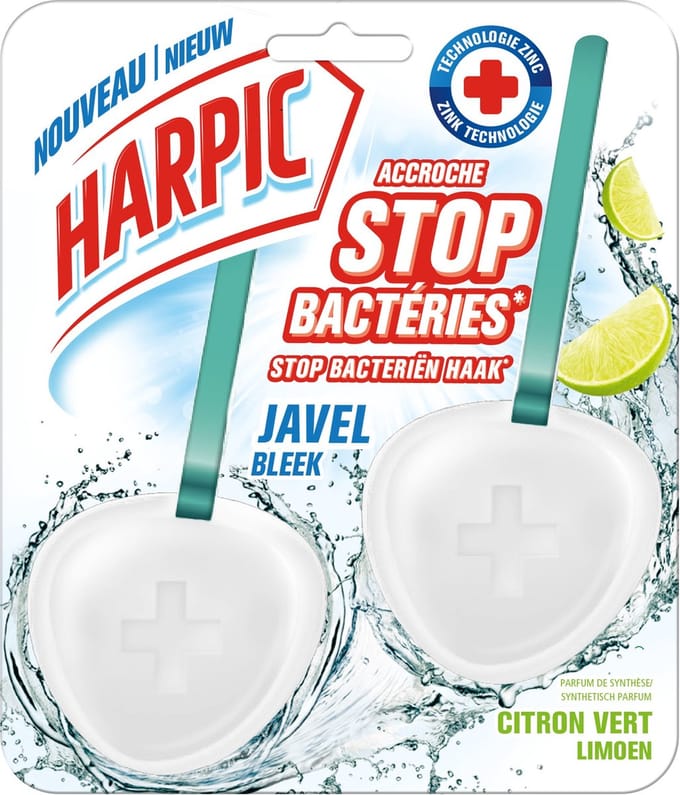 Harpic - Toiletblok - Limoen - Met Bleek - 2 Blokjes