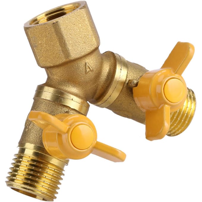 G1 2 Messing Tuinirrigatie 2-weg Dubbele Kraan Slangadapter Dubbele Kraanaansluiting brown
